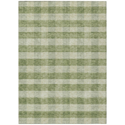Tabselect Home Line 5' X 8' Green And Light Green Plaid Washable Indoor Outdoor Area Rug