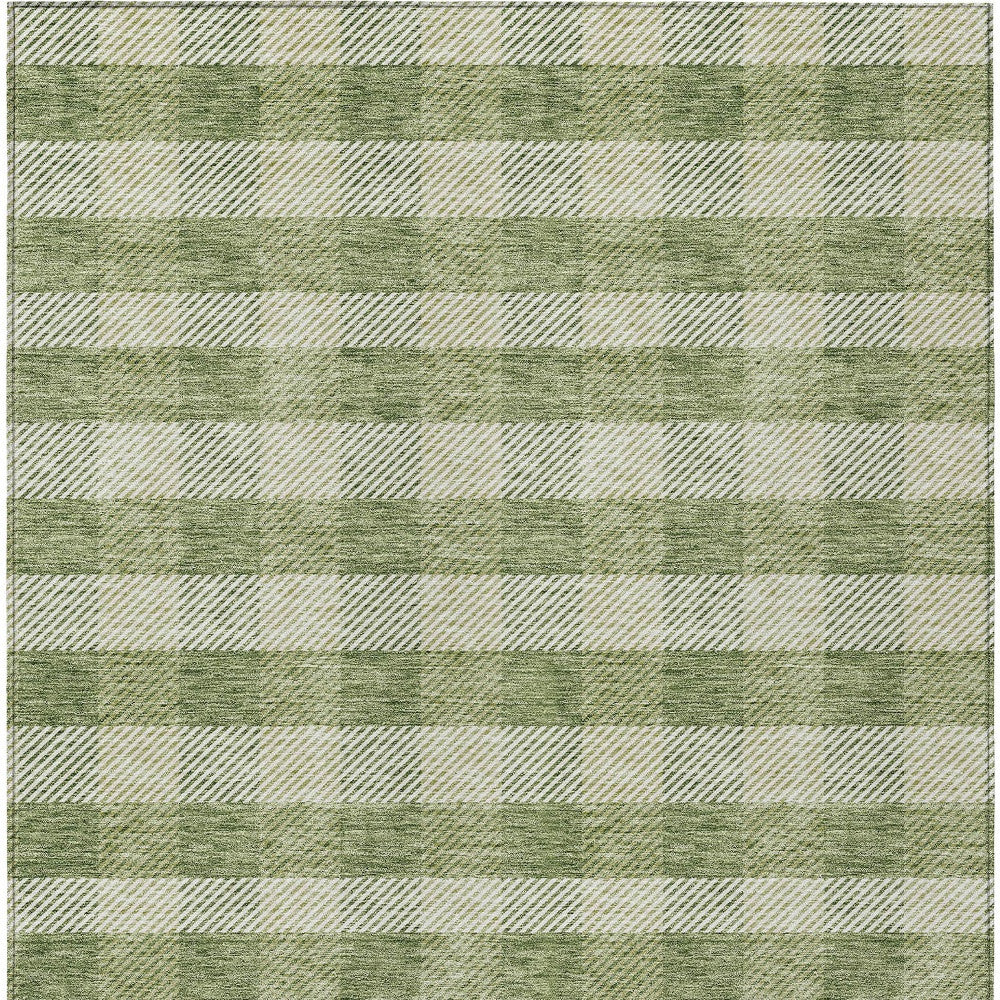 Tabselect Home Line 8' X 10' Green And Light Green Plaid Washable Indoor Outdoor Area Rug