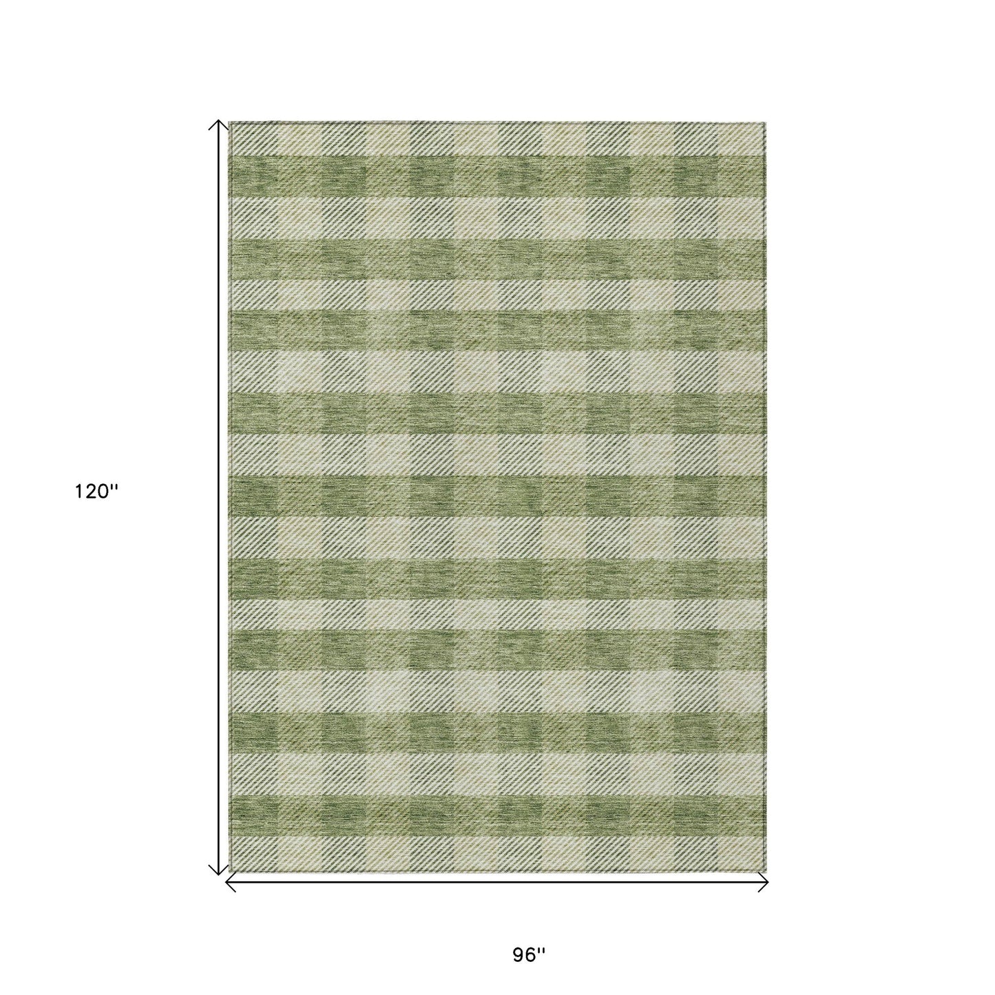 Tabselect Home Line 8' X 10' Green And Light Green Plaid Washable Indoor Outdoor Area Rug
