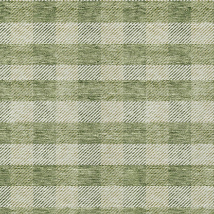 Tabselect Home Line 8' X 10' Green And Light Green Plaid Washable Indoor Outdoor Area Rug