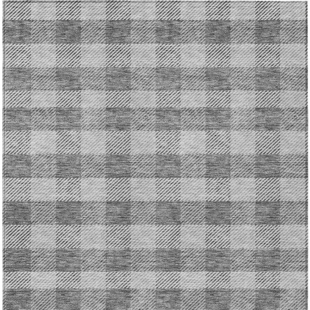 Tabselect Home Line 8' X 10' Gray And Charcoal Plaid Washable Indoor Outdoor Area Rug