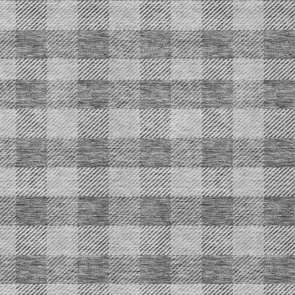 Tabselect Home Line 8' X 10' Gray And Charcoal Plaid Washable Indoor Outdoor Area Rug