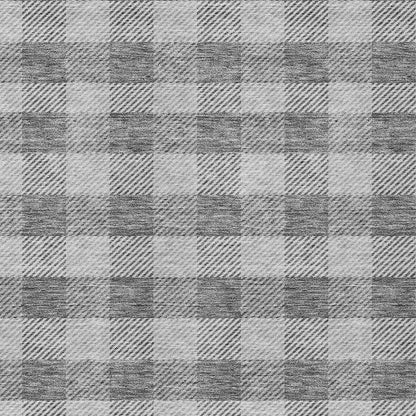 Tabselect Home Line 8' X 10' Gray And Charcoal Plaid Washable Indoor Outdoor Area Rug