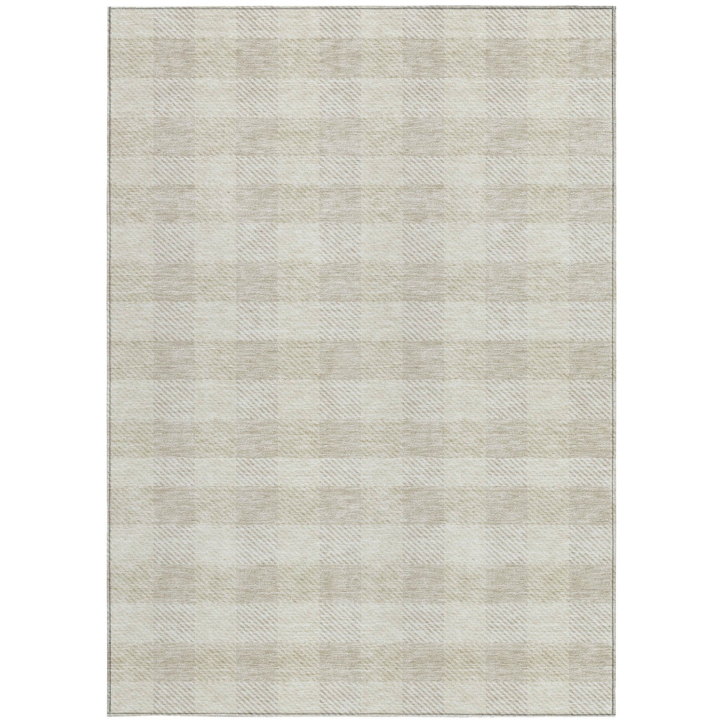 Tabselect Home Line 5' X 8' Ivory And Beige Plaid Washable Indoor Outdoor Area Rug