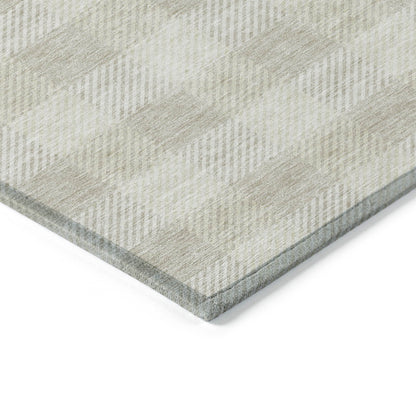 Tabselect Home Line 5' X 8' Ivory And Beige Plaid Washable Indoor Outdoor Area Rug