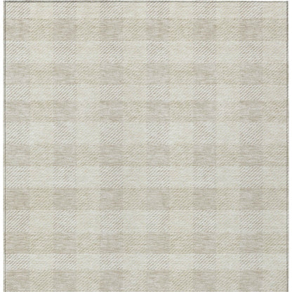Tabselect Home Line 5' X 8' Ivory And Beige Plaid Washable Indoor Outdoor Area Rug