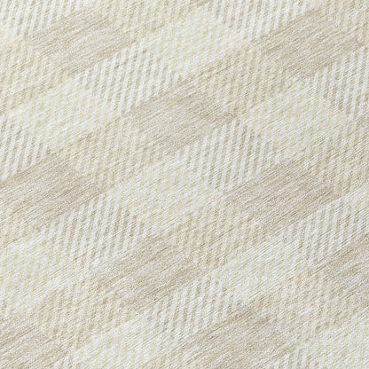 Tabselect Home Line 8' Ivory And Beige Round Plaid Washable Indoor Outdoor Area Rug
