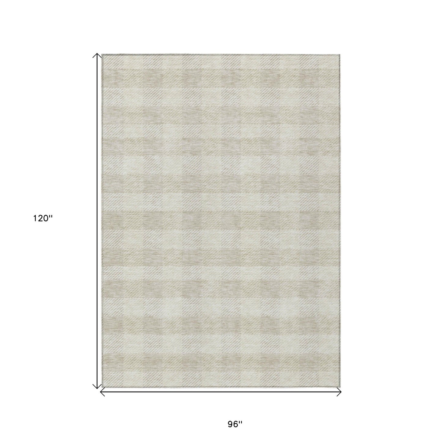 Tabselect Home Line 8' X 10' Ivory Plaid Washable Indoor Outdoor Area Rug