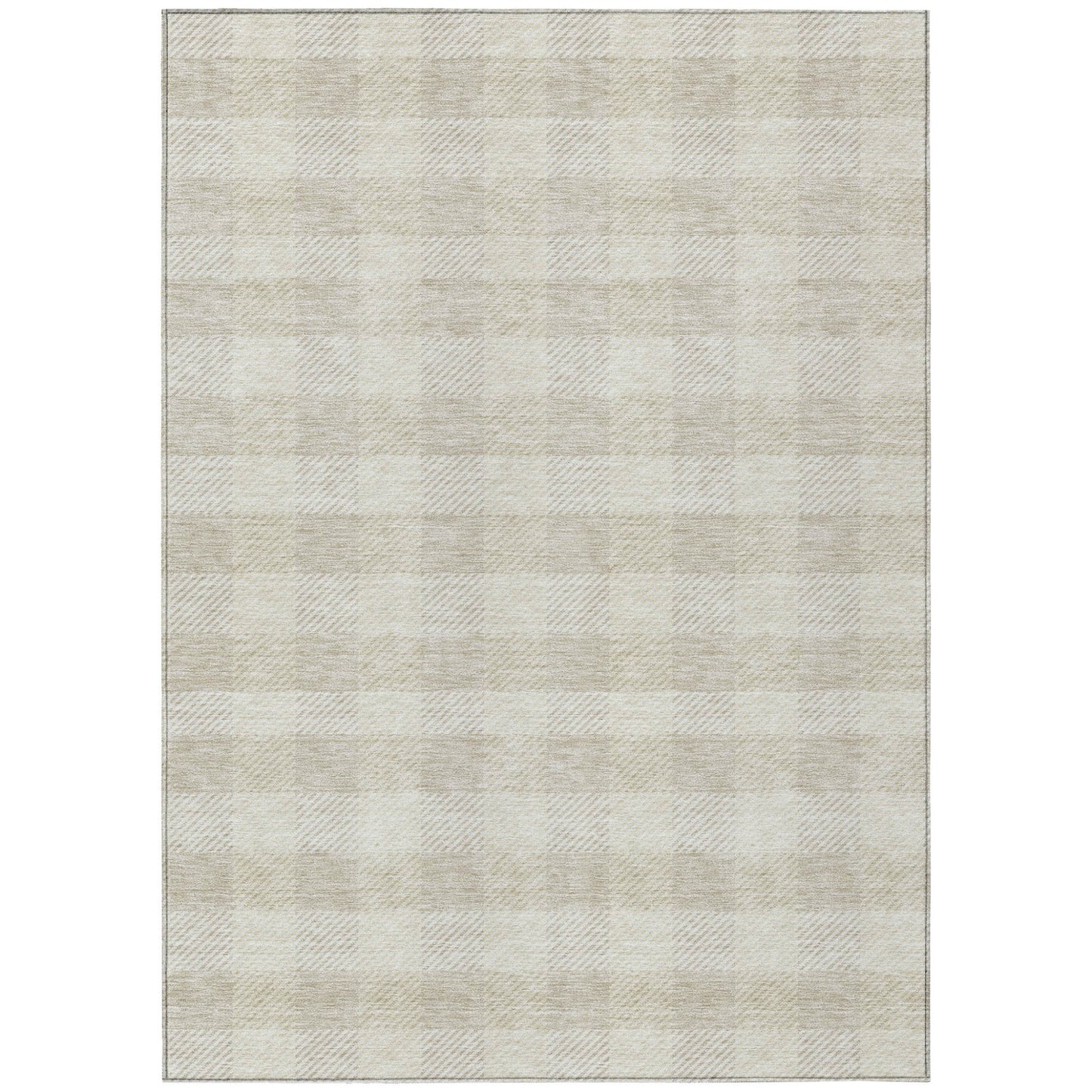 Tabselect Home Line 8' X 10' Ivory Plaid Washable Indoor Outdoor Area Rug