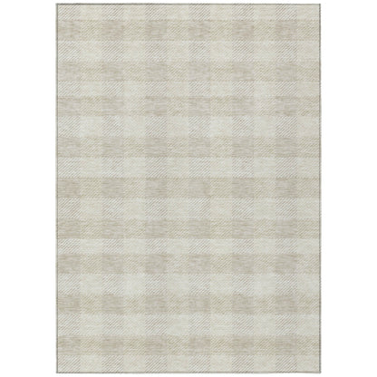 Tabselect Home Line 8' X 10' Ivory Plaid Washable Indoor Outdoor Area Rug