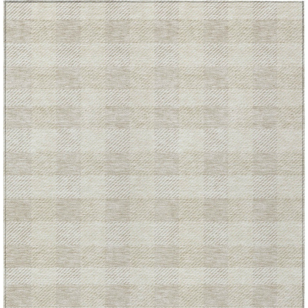 Tabselect Home Line 8' X 10' Ivory Plaid Washable Indoor Outdoor Area Rug
