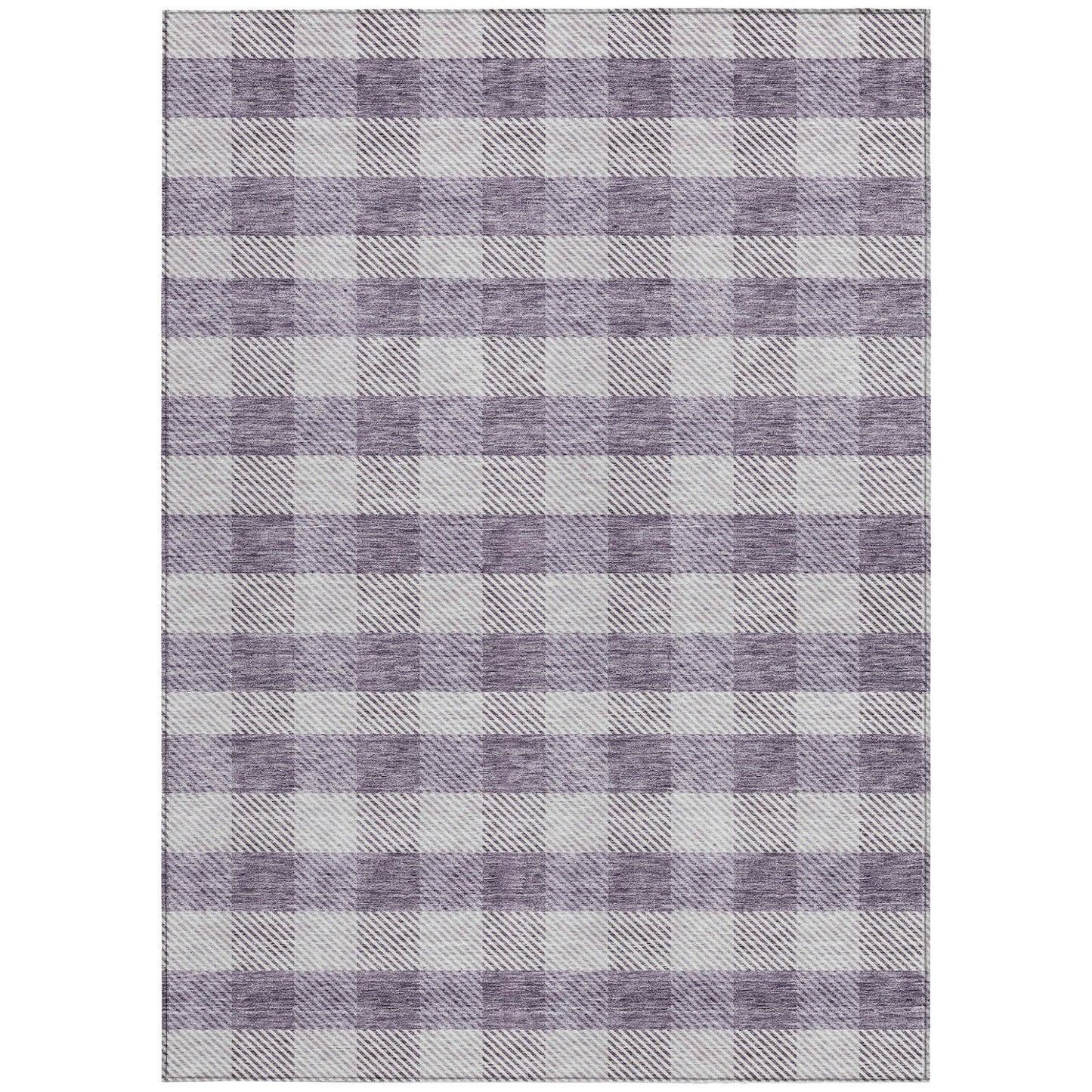 Tabselect Home Line 5' X 8' Lavender And Ivory Plaid Washable Indoor Outdoor Area Rug
