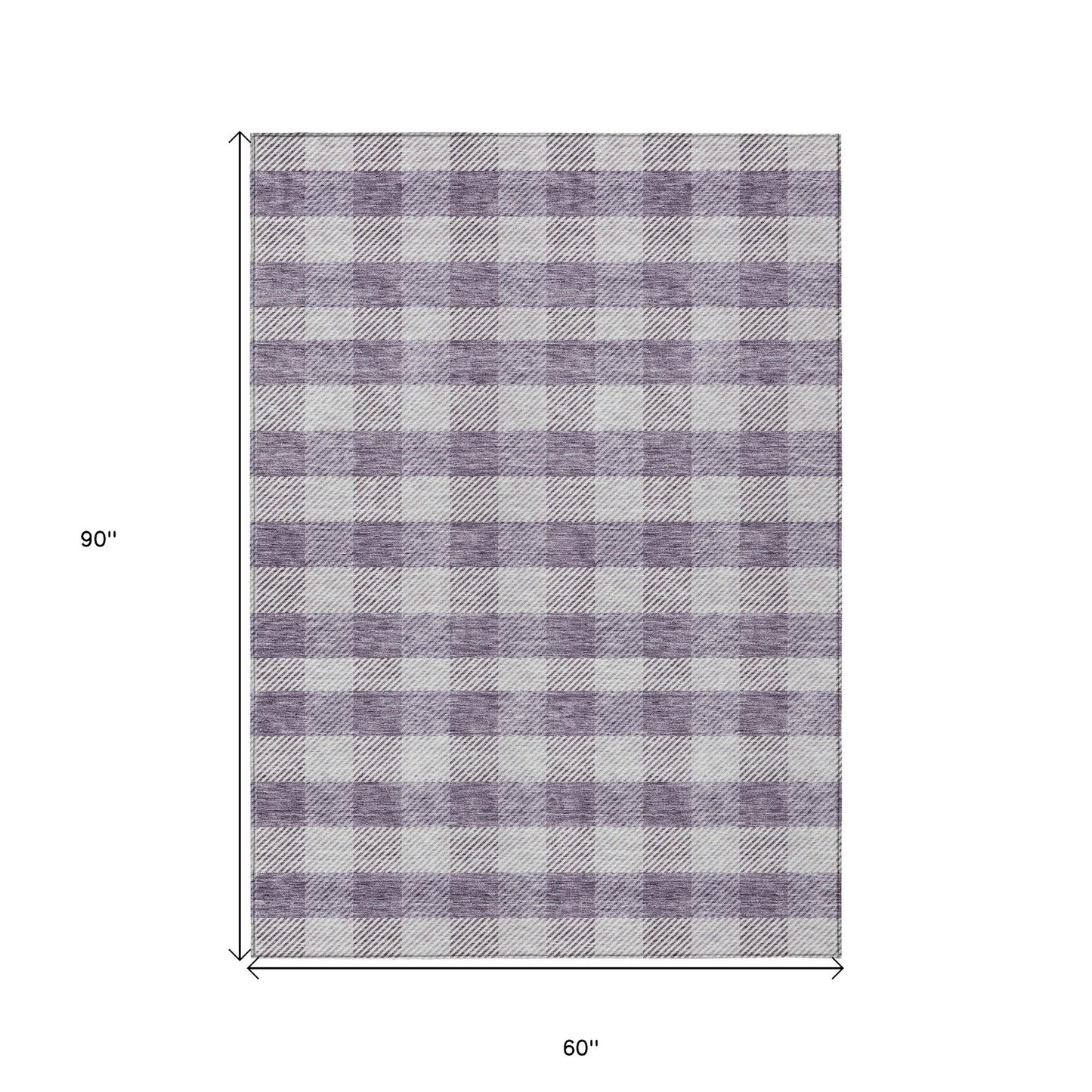 Tabselect Home Line 5' X 8' Lavender And Ivory Plaid Washable Indoor Outdoor Area Rug