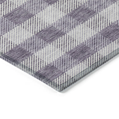 Tabselect Home Line 5' X 8' Lavender And Ivory Plaid Washable Indoor Outdoor Area Rug