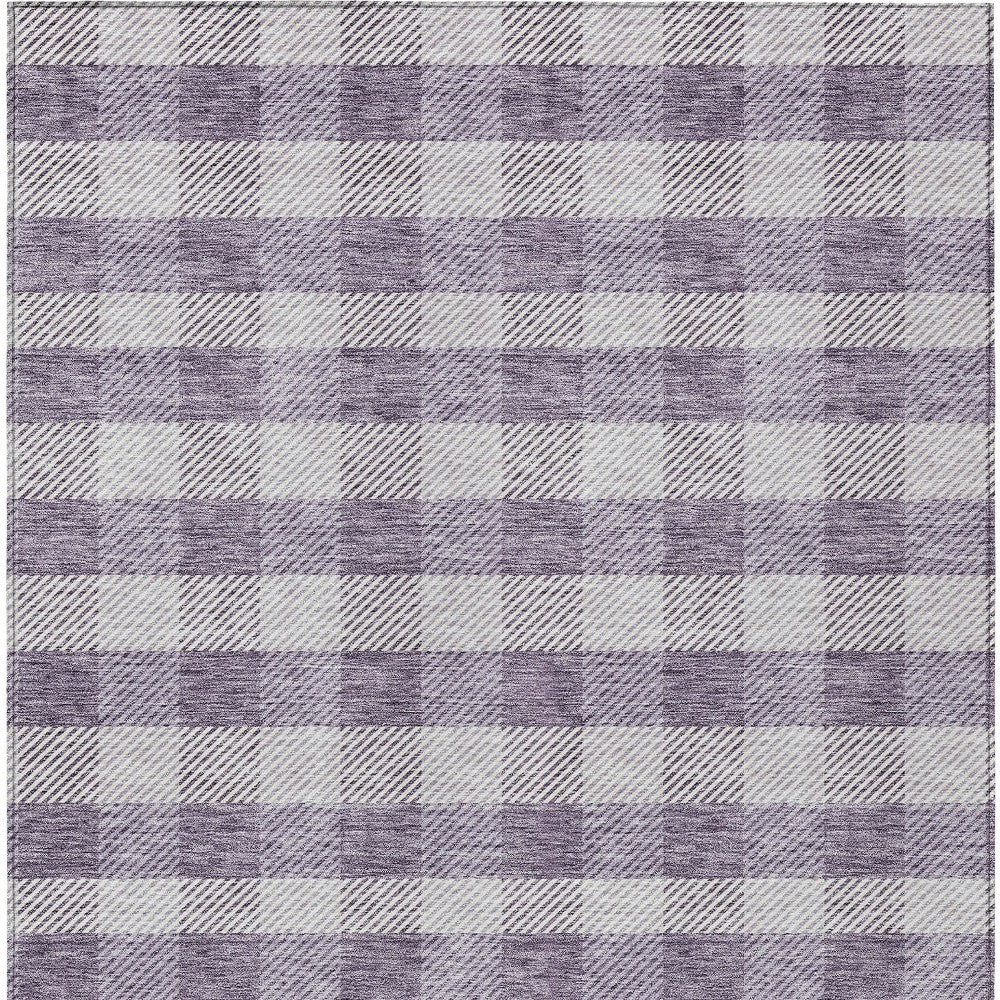 Tabselect Home Line 5' X 8' Lavender And Ivory Plaid Washable Indoor Outdoor Area Rug