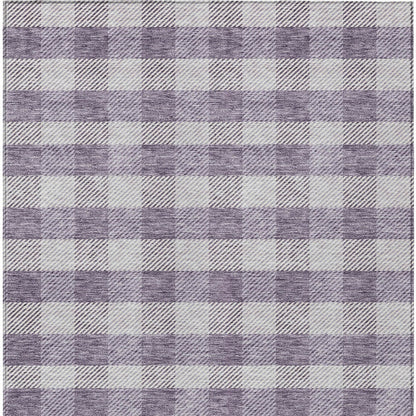 Tabselect Home Line 8' X 10' Lavender And Ivory Plaid Washable Indoor Outdoor Area Rug