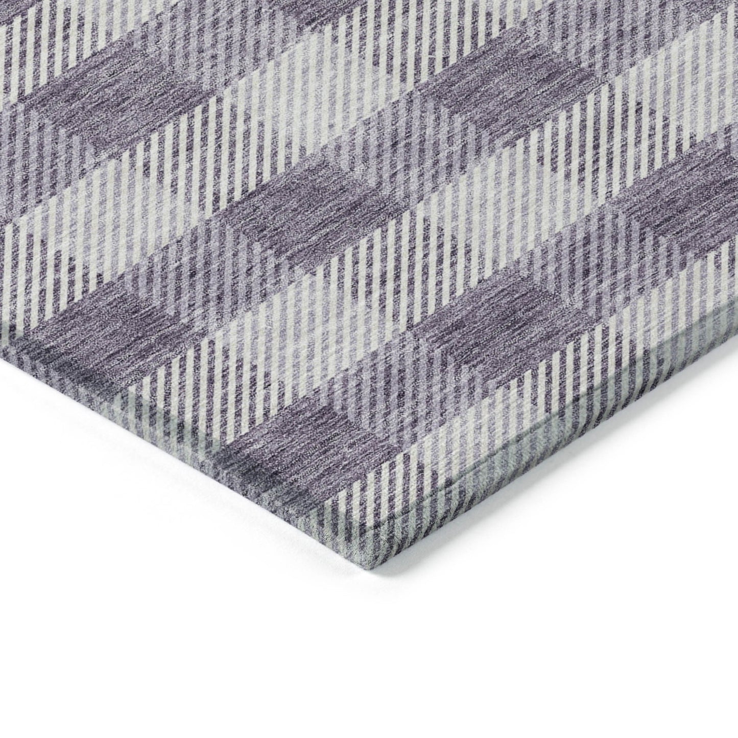 Tabselect Home Line 8' X 10' Lavender And Ivory Plaid Washable Indoor Outdoor Area Rug