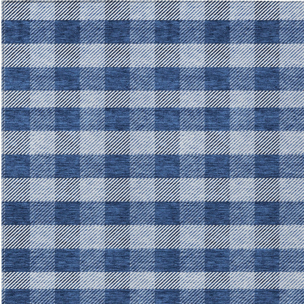 Tabselect Home Line 8' X 10' Navy Blue And Ivory Plaid Washable Indoor Outdoor Area Rug