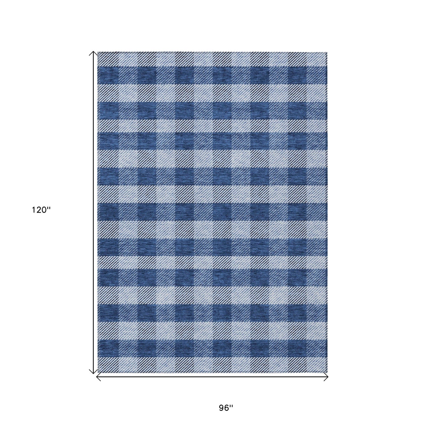 Tabselect Home Line 8' X 10' Navy Blue And Ivory Plaid Washable Indoor Outdoor Area Rug