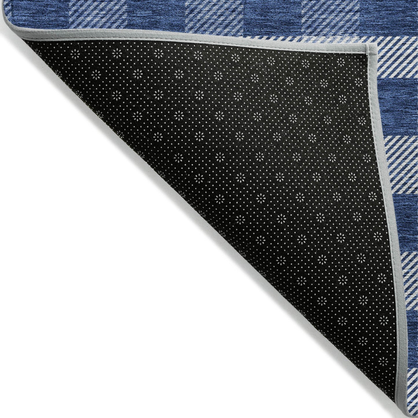 Tabselect Home Line 8' X 10' Navy Blue And Ivory Plaid Washable Indoor Outdoor Area Rug