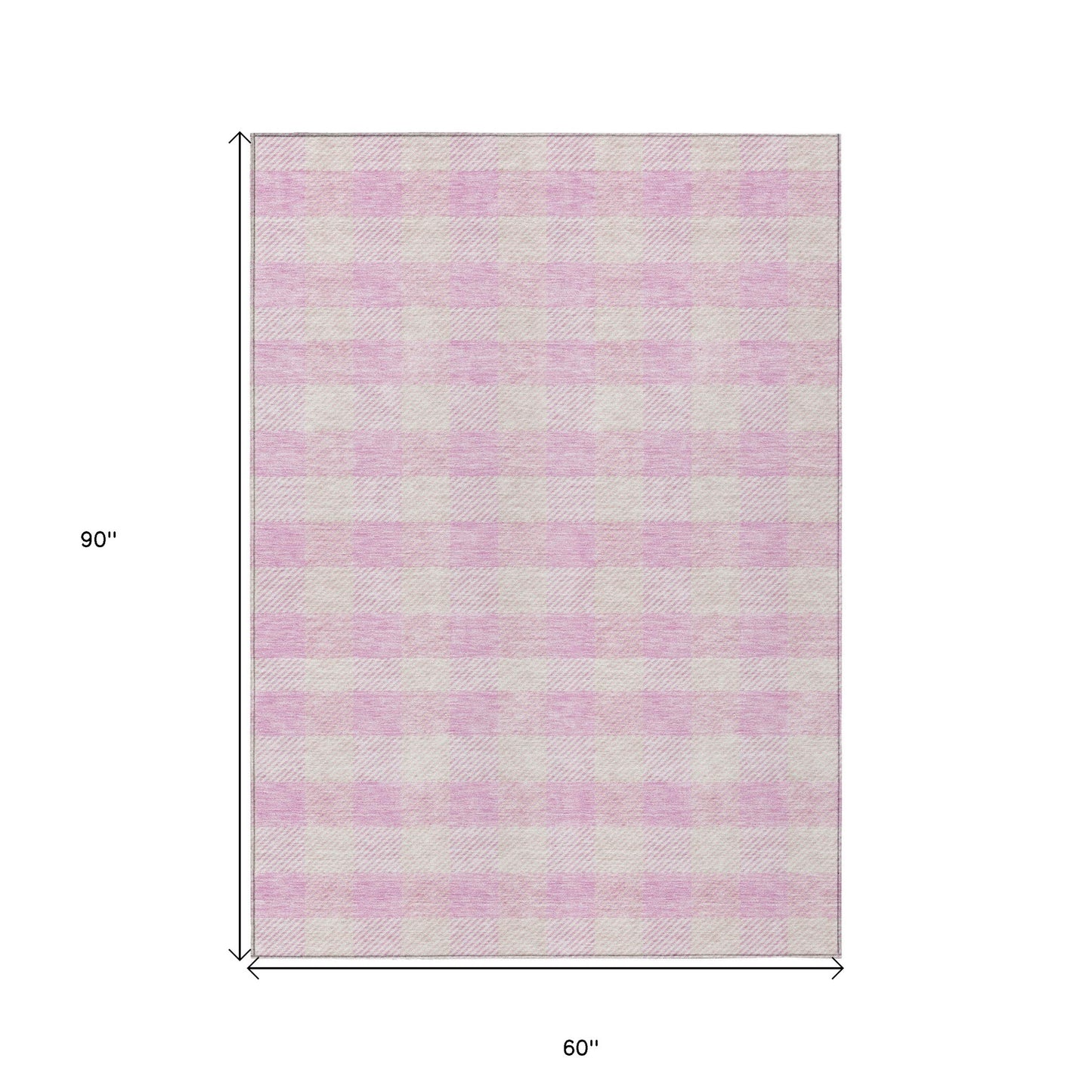 Tabselect Home Line 5' X 8' Pink And Gray Plaid Washable Indoor Outdoor Area Rug