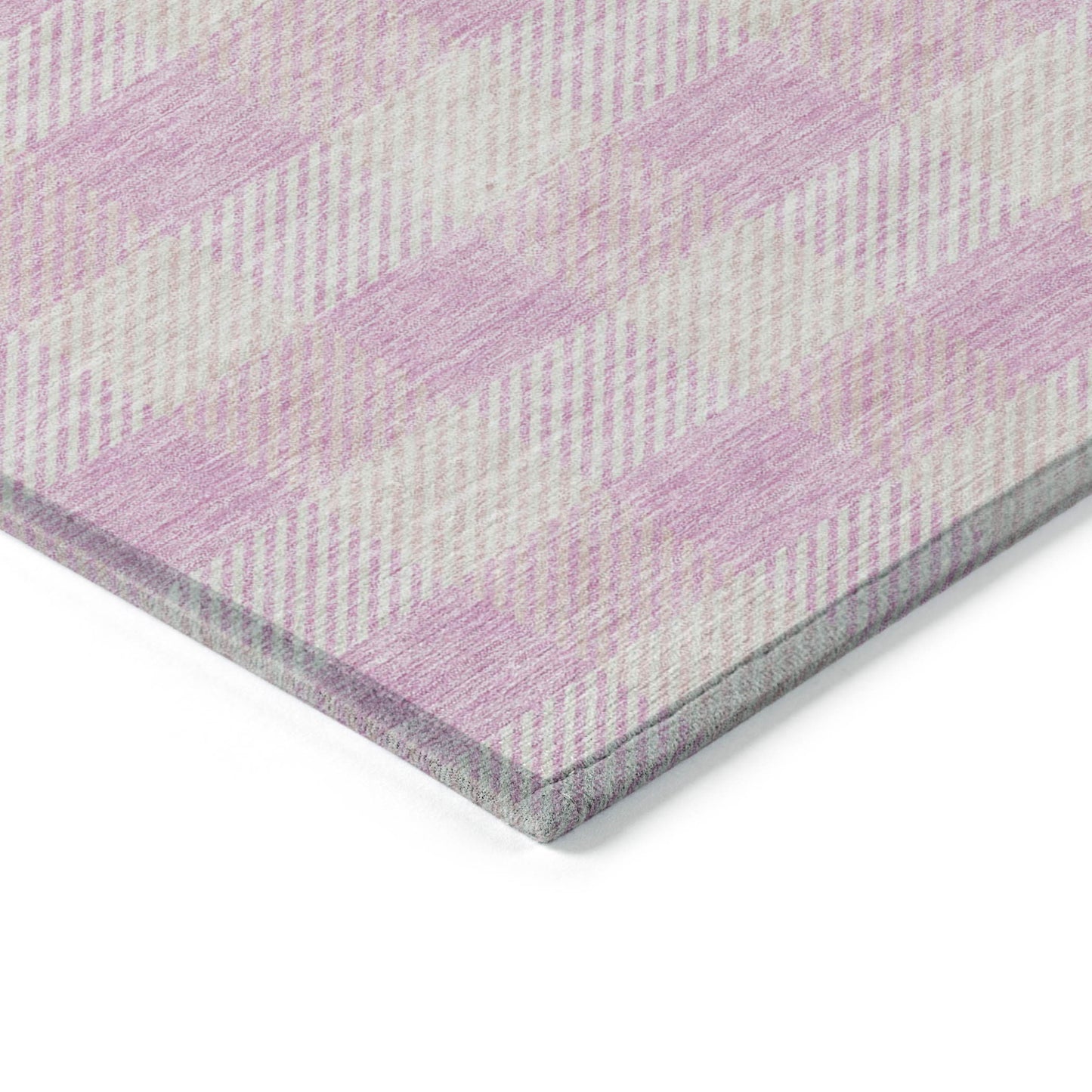 Tabselect Home Line 5' X 8' Pink And Gray Plaid Washable Indoor Outdoor Area Rug