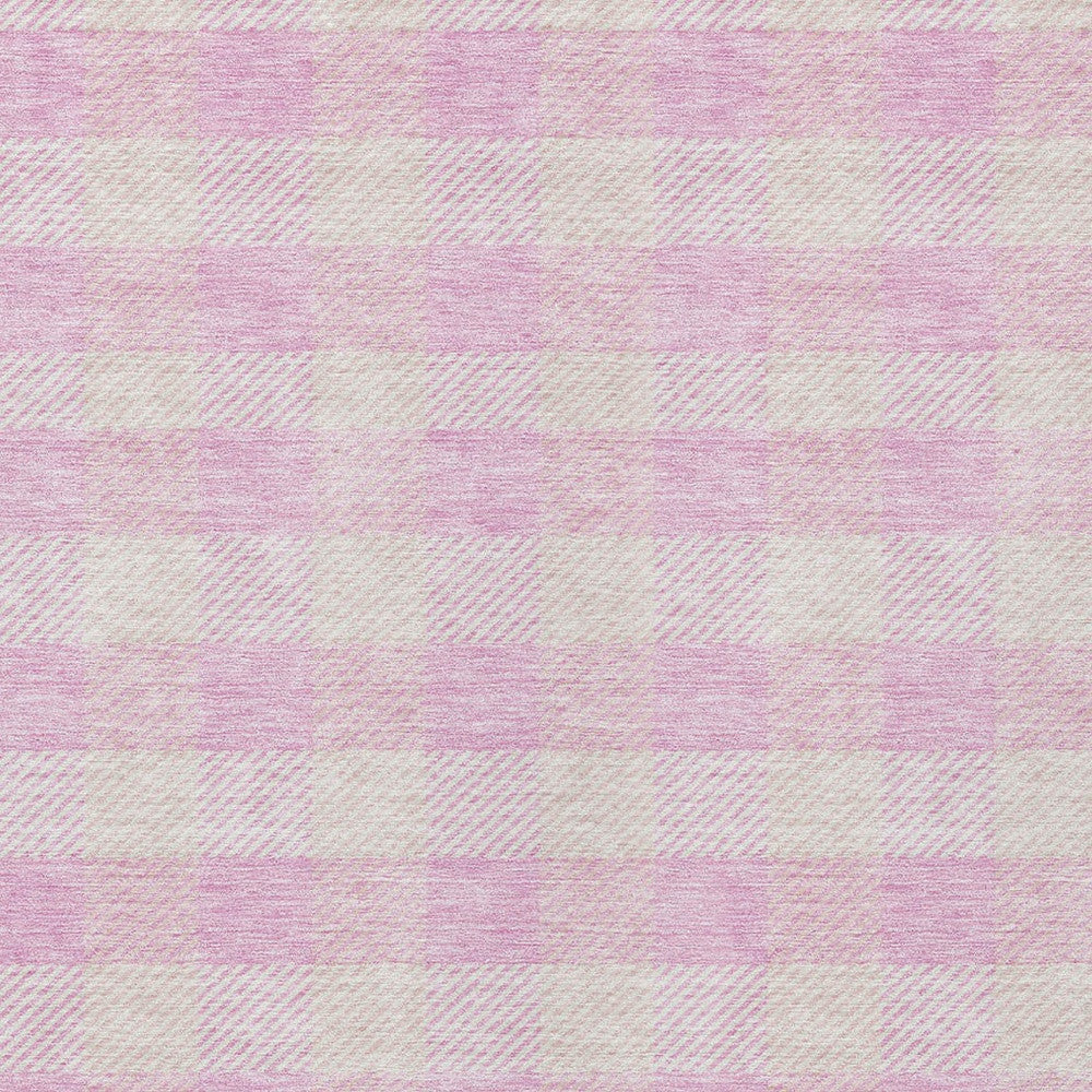 Tabselect Home Line 5' X 8' Pink And Gray Plaid Washable Indoor Outdoor Area Rug