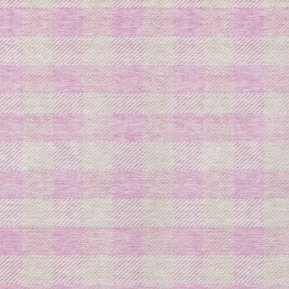 Tabselect Home Line 5' X 8' Pink And Gray Plaid Washable Indoor Outdoor Area Rug