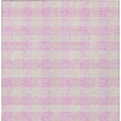 Tabselect Home Line 8' X 10' Pink And Gray Plaid Washable Indoor Outdoor Area Rug