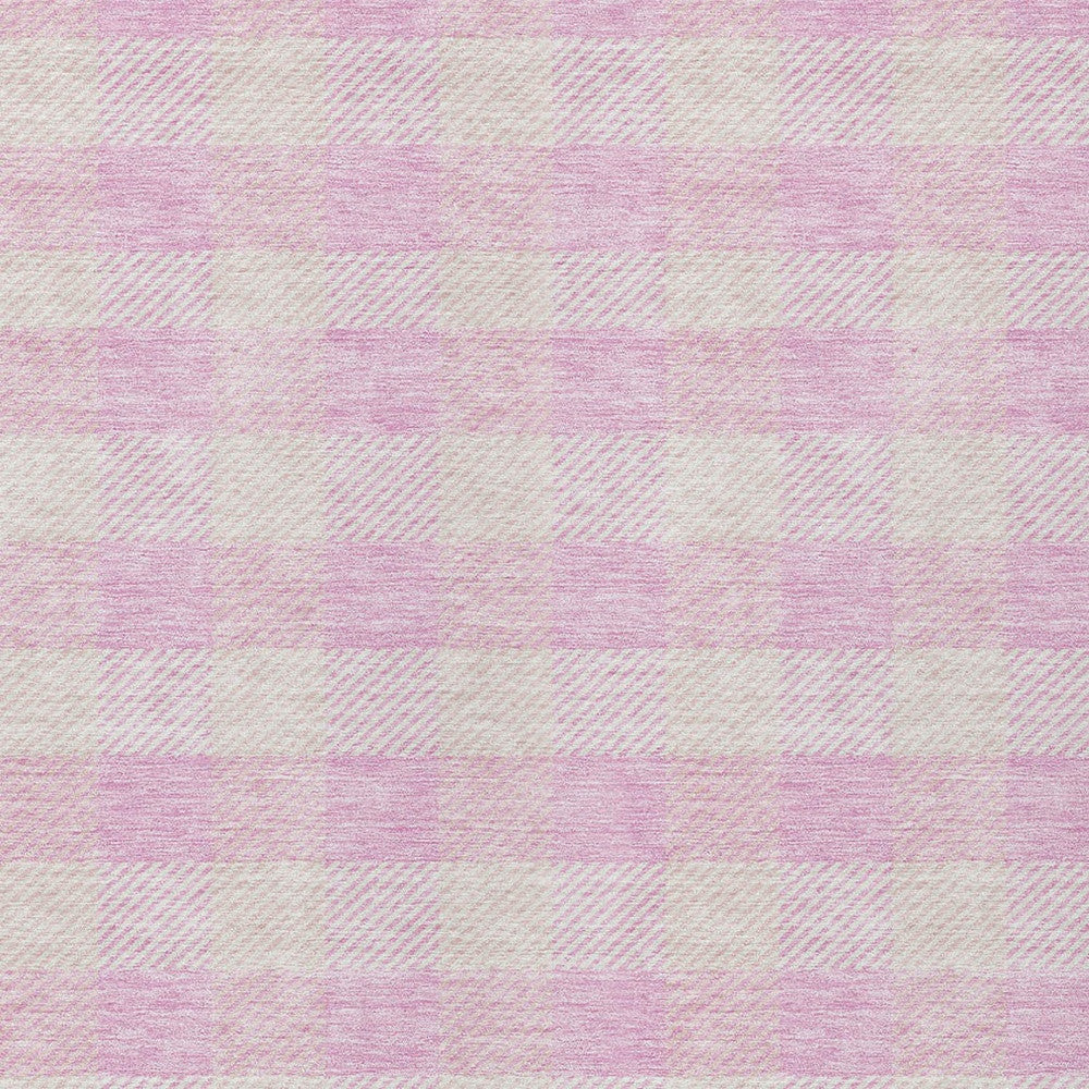 Tabselect Home Line 8' X 10' Pink And Gray Plaid Washable Indoor Outdoor Area Rug