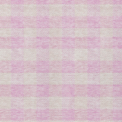 Tabselect Home Line 8' X 10' Pink And Gray Plaid Washable Indoor Outdoor Area Rug