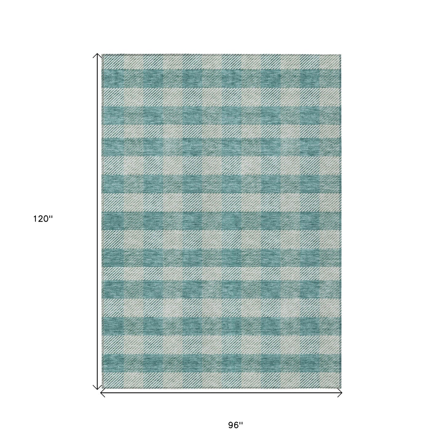 Tabselect Home Line 8' X 10' Teal Blue And Ivory Plaid Washable Indoor Outdoor Area Rug