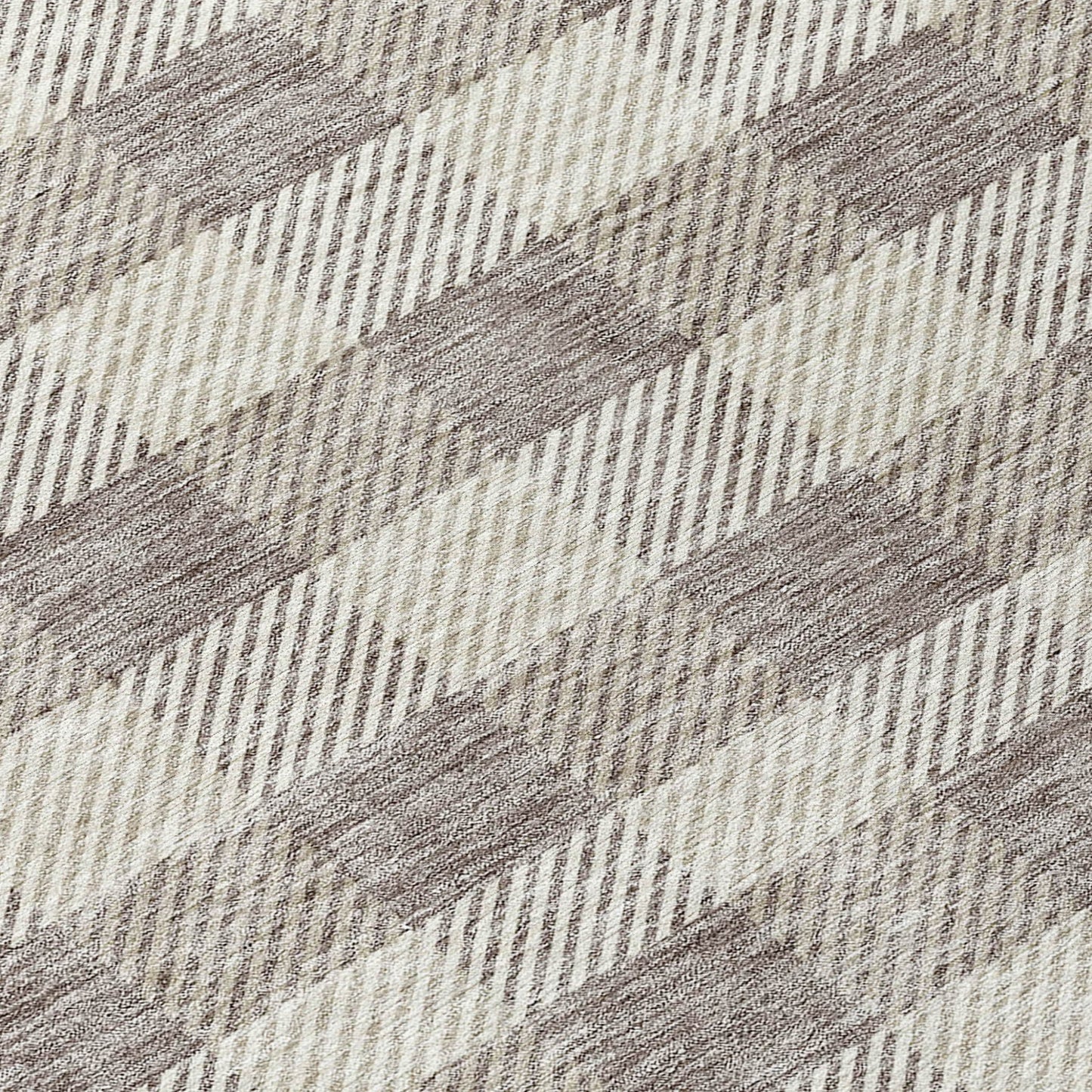 Tabselect Home Line 8' Taupe And Gray Round Plaid Washable Indoor Outdoor Area Rug