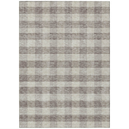 Tabselect Home Line 8' X 10' Taupe And Gray Plaid Washable Indoor Outdoor Area Rug