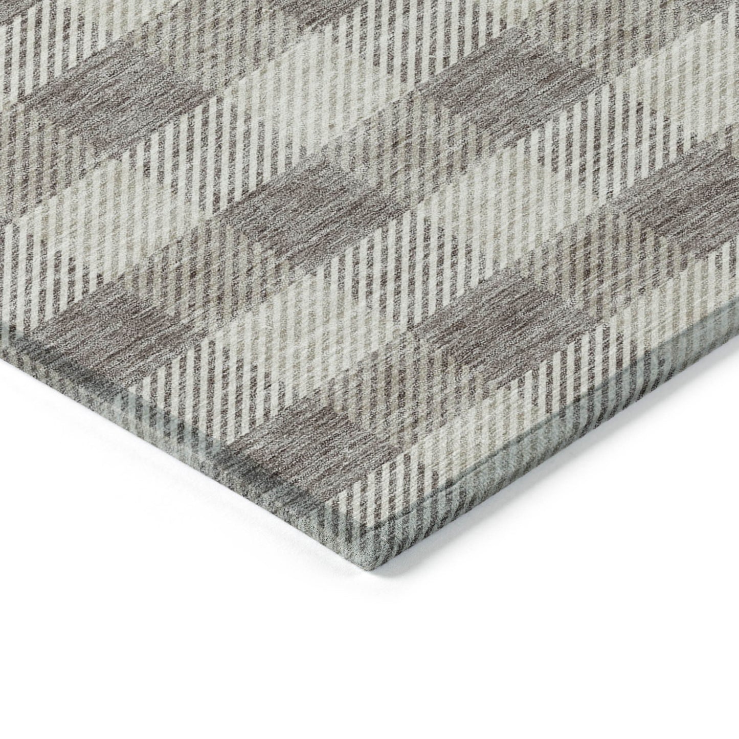 Tabselect Home Line 8' X 10' Taupe And Gray Plaid Washable Indoor Outdoor Area Rug