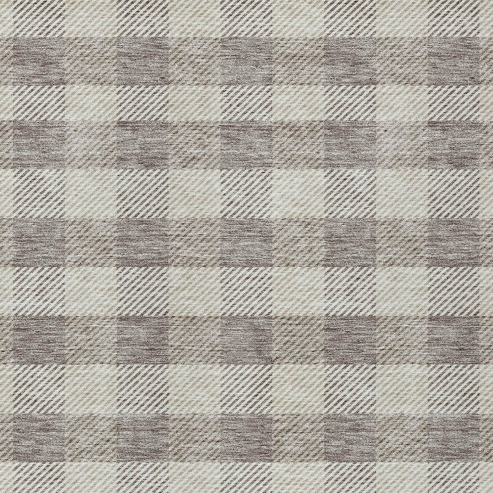 Tabselect Home Line 8' X 10' Taupe And Gray Plaid Washable Indoor Outdoor Area Rug