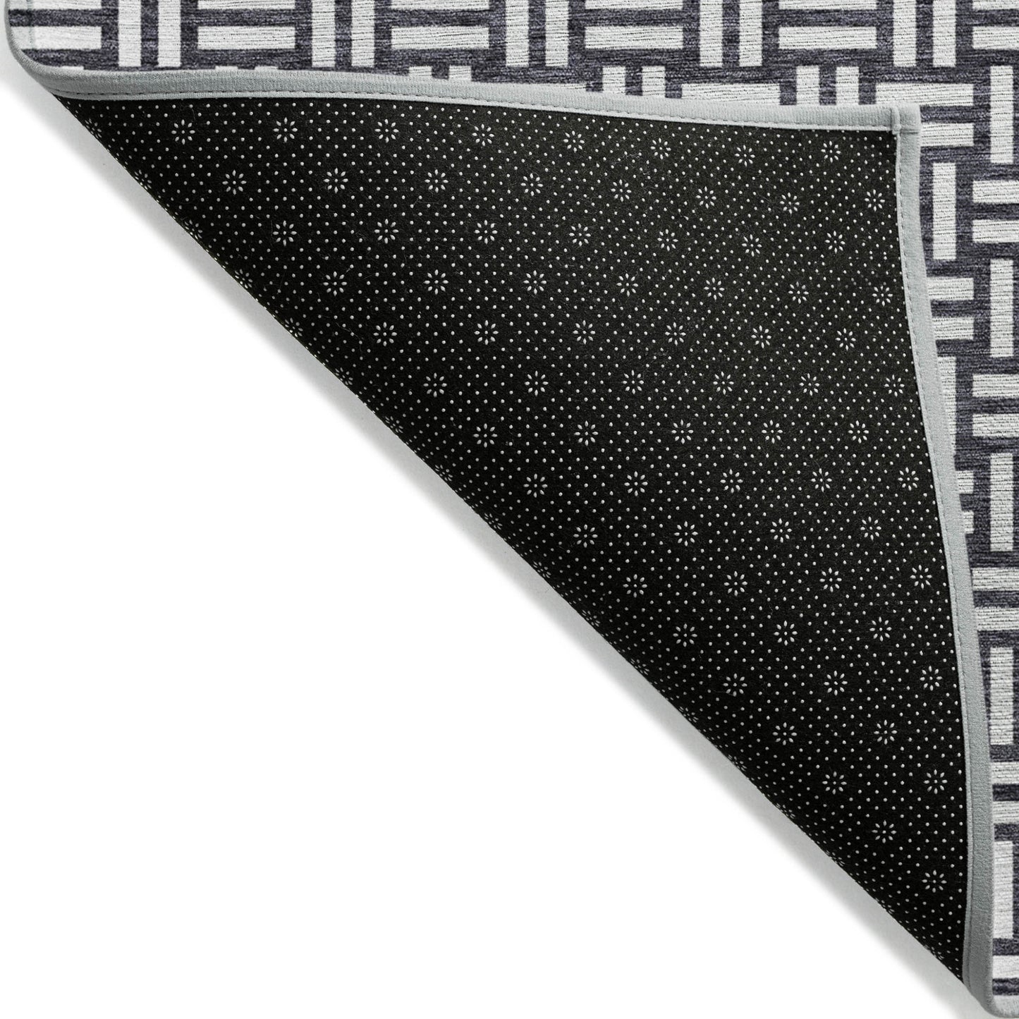Tabselect Home Line 5' X 8' Black And Ivory Geometric Washable Indoor Outdoor Area Rug