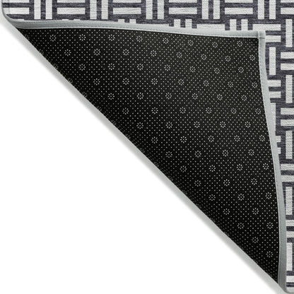 Tabselect Home Line 5' X 8' Black And Ivory Geometric Washable Indoor Outdoor Area Rug