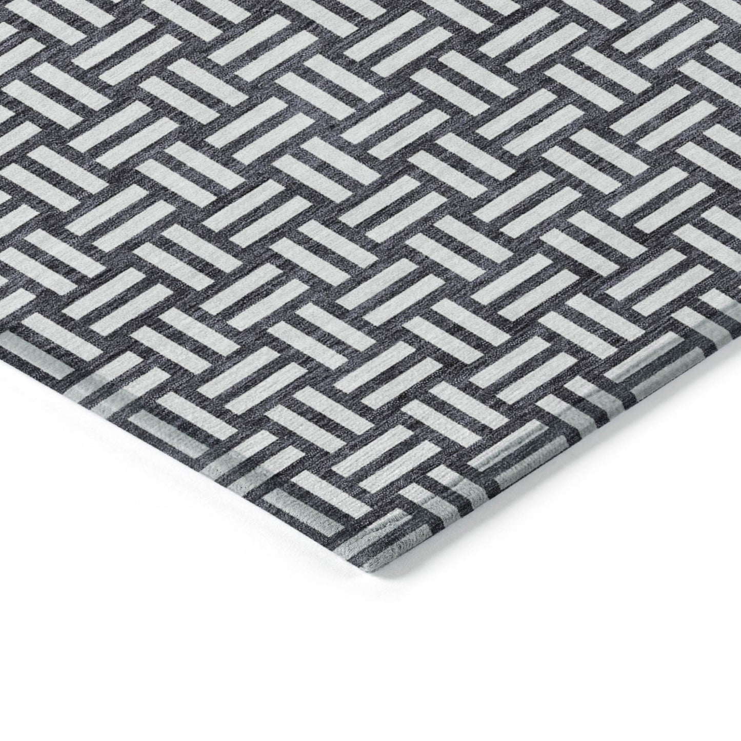 Tabselect Home Line 5' X 8' Black And Ivory Geometric Washable Indoor Outdoor Area Rug