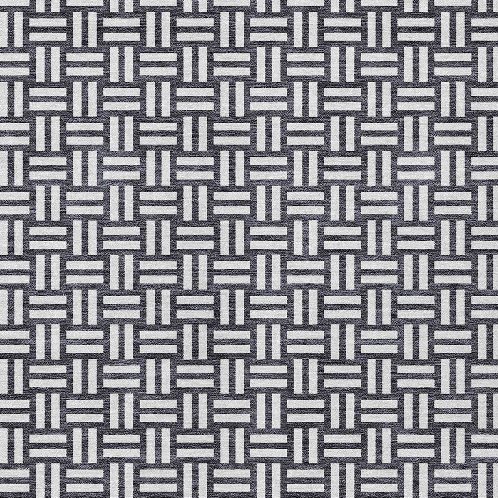 Tabselect Home Line 5' X 8' Black And Ivory Geometric Washable Indoor Outdoor Area Rug