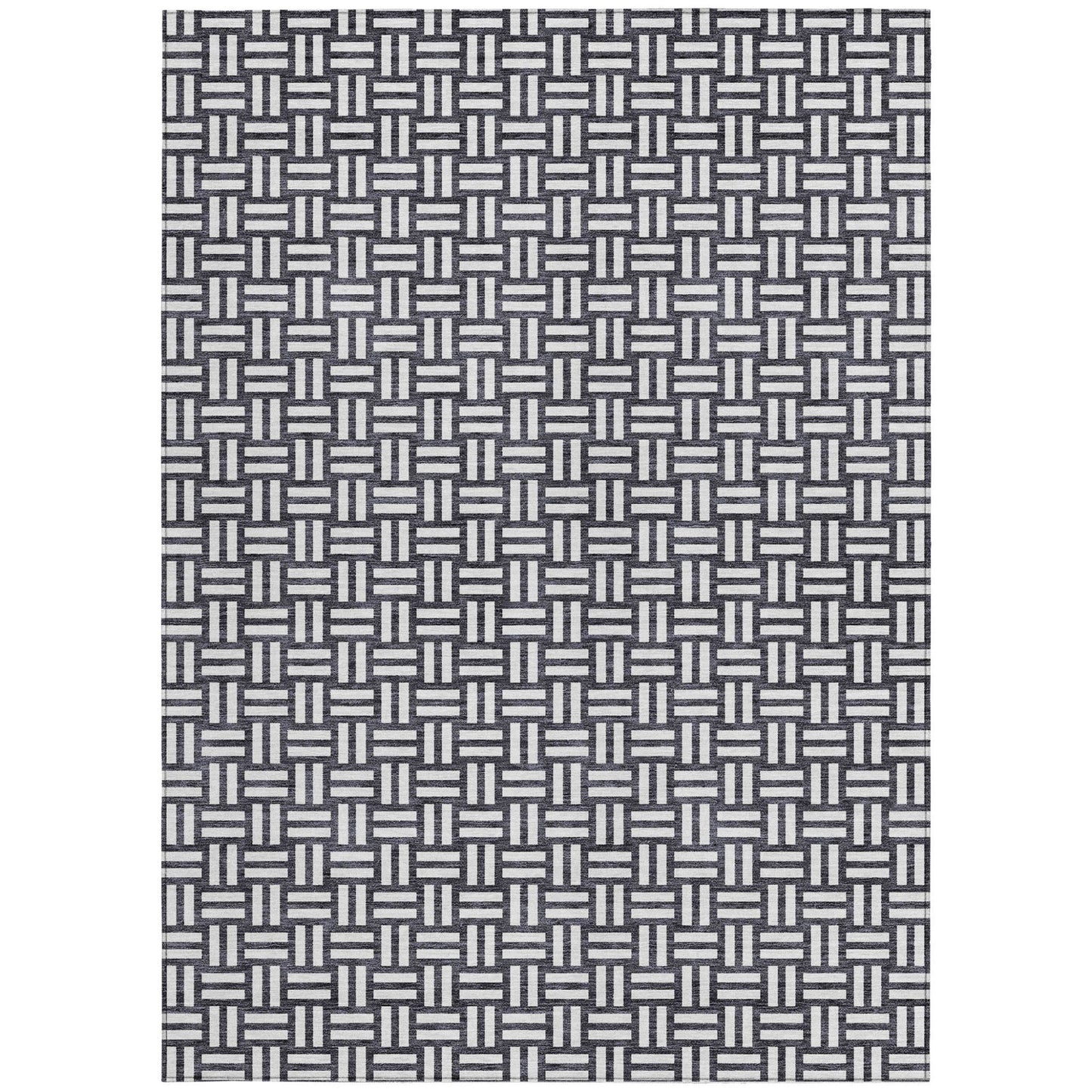 Tabselect Home Line 8' X 10' Black And Ivory Geometric Washable Indoor Outdoor Area Rug