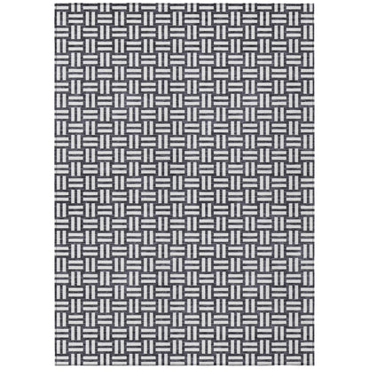 Tabselect Home Line 8' X 10' Black And Ivory Geometric Washable Indoor Outdoor Area Rug