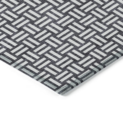 Tabselect Home Line 8' X 10' Black And Ivory Geometric Washable Indoor Outdoor Area Rug
