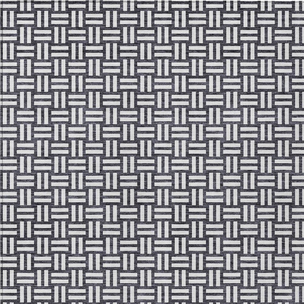 Tabselect Home Line 8' X 10' Black And Ivory Geometric Washable Indoor Outdoor Area Rug