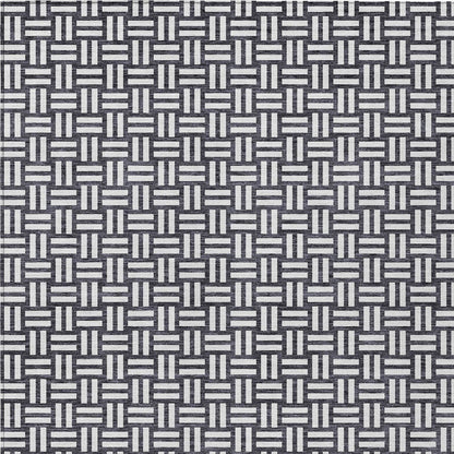 Tabselect Home Line 8' X 10' Black And Ivory Geometric Washable Indoor Outdoor Area Rug