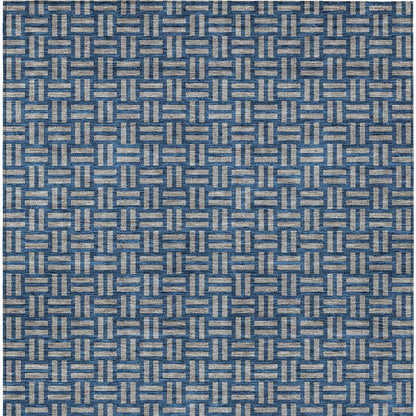 Tabselect Home Line 5' X 8' Blue And Gray Geometric Washable Indoor Outdoor Area Rug