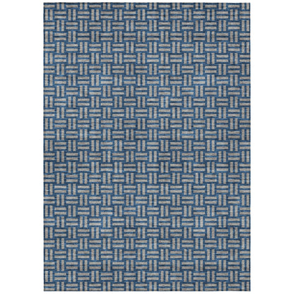 Tabselect Home Line 5' X 8' Blue And Gray Geometric Washable Indoor Outdoor Area Rug