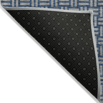 Tabselect Home Line 5' X 8' Blue And Gray Geometric Washable Indoor Outdoor Area Rug
