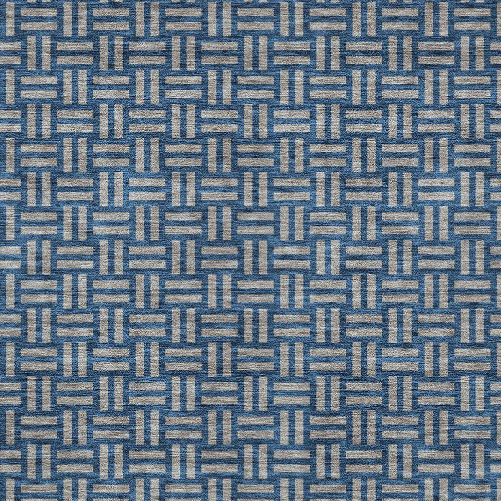 Tabselect Home Line 5' X 8' Blue And Gray Geometric Washable Indoor Outdoor Area Rug