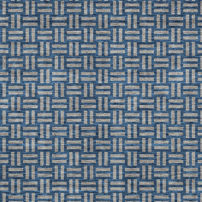 Tabselect Home Line 5' X 8' Blue And Gray Geometric Washable Indoor Outdoor Area Rug